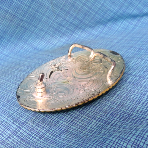 A Belt Buckle Western Initial A Monogram Floral Scroll Vtg 90s Crumrine .GMP034 - Imagen 8 de 10