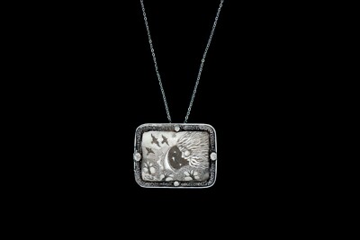 North Wind Pin/Pendant. Moosup Valley, Rachel Badeau, Etched, Scrimshaw 