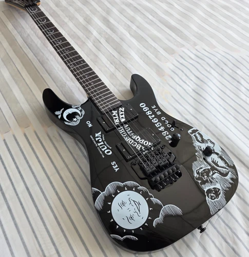 Black Kirk Hammett Moon Style Electric Guitar Black Back 24 Fret Basswood Body
