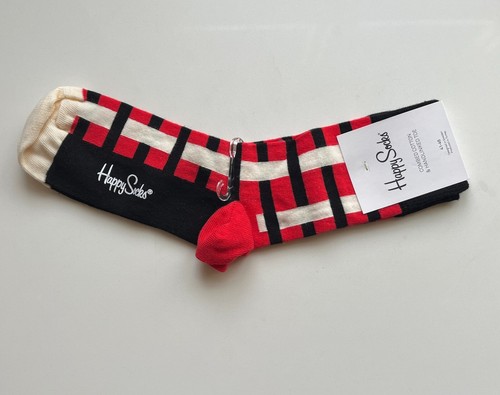 Happy Socks Over Under OU10 M/L Red Checked Black - Picture 2 of 6
