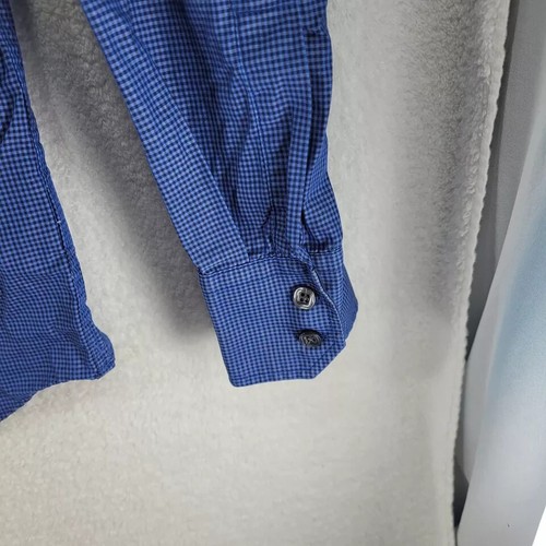 Simon Carter Shirt Mens Size M Medium Blue Mix Check Long Sleeve Spread Collar - Picture 4 of 12