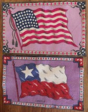 Large AMERICAN 48 Stars & Chile Flags Tobacco Flannel Felt Premium   8" x 5+”