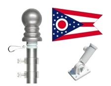 Ohio 3'x5' Polyester Flag & Spinner Flagpole Set w/Adjustable Bracket