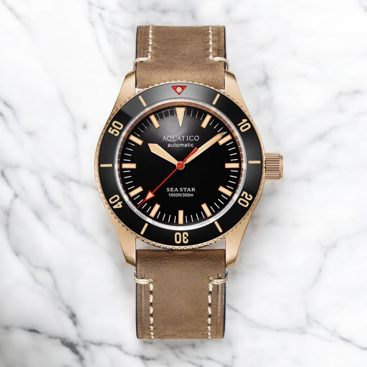 Nh35 Aquatico Bronze Watch Aquatico Bronze Sea Star Green Dial