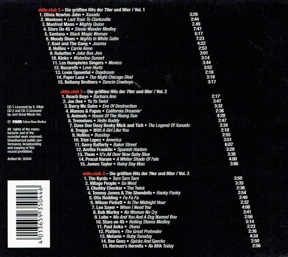 (3CD's) Oldie Club 3 - Procol Harum, Nazareth, Manfred Mann, Stars On 45, Them - Bild 2 von 2