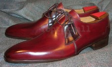 Handmade Men's Leather Oxfords Wingtip Derby Burgundy Dress Formal Shoes-312