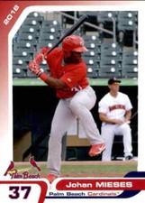 2018 Palm Beach Cardinals Grandstand #15 Johan Mieses Dominican Republic DR Card