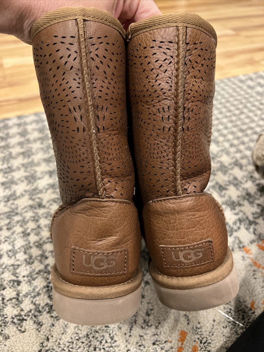 Ugg Australia Brown Leather Boots TRIANA SEAWEED 1006497 Size 6 EU