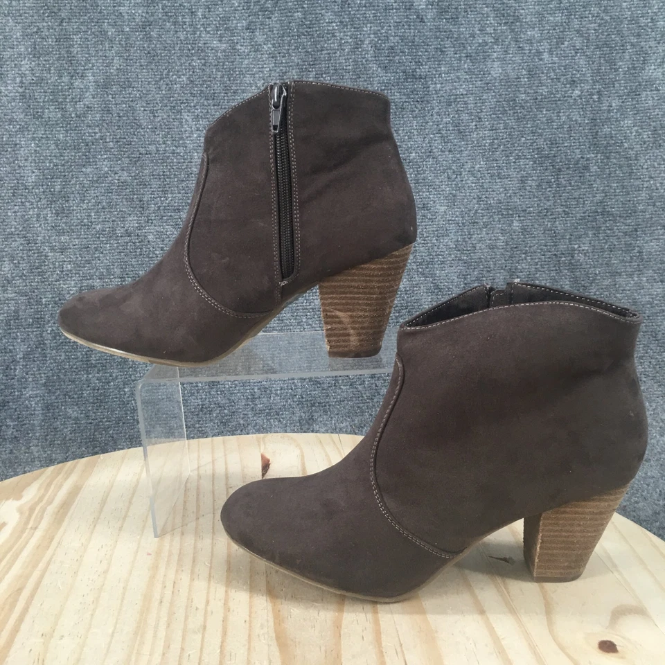 Report Botas Mujer 8 Marcus Botines Tacones Bloque Cremallera Lateral Gris Imitación Gamuza Foto 2 de 4