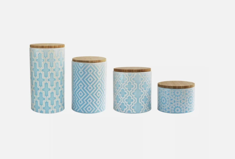 Arabesque Canister Set, Ceramic, Blue, 2 Piece