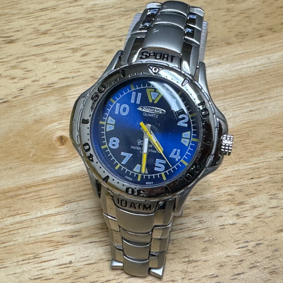 Marco Max Reloj Cuarzo Hombre Plata Azul Japón Movt Bisel Fijo Analógico Batería Nueva Foto 2 de 4
