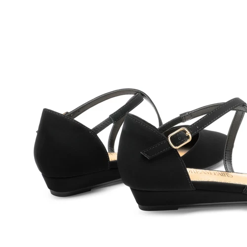Damen-Ballerinas mit Querriemen niedriger Keilabsatz spitz zulaufend elegante flache Schuhe - Bild 3 von 25