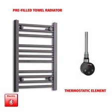 Black 600 x 450 mm Electric Heated Towel Rail Radiator Bathroom Prefilled WIFI