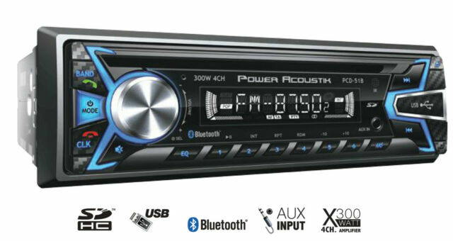 Power Acoustik PCD-51B Single-Din In-Dash Cd/Mp3 AM/FM Receiver w/ Usb Playback