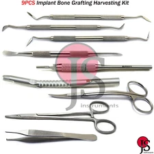 Implant Bone Grafting Harvesting Bone Scraper Periodontal Knife Tissue Plier X9