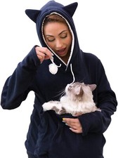 KangaKitty Pouch Hoodie with Ears | Wearable Cat & Small Dog Carrier | Women'...