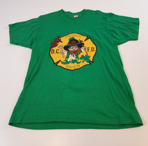 VTG Washington DC Fire Department Shirt Single Stitch Green Short Sleeve Men's