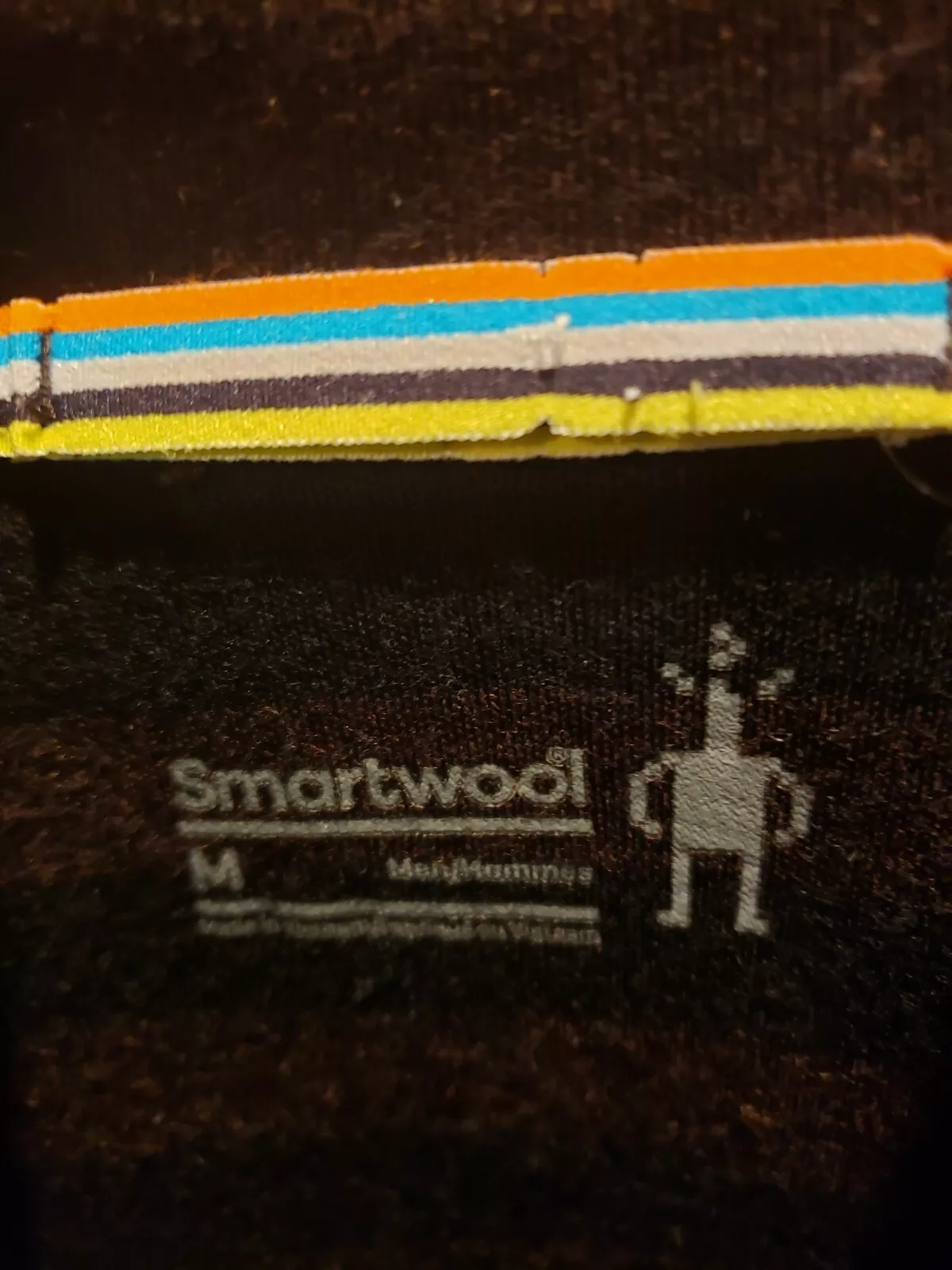 smartwool 100% merino wool 1/4 zip striped midlayer sweater