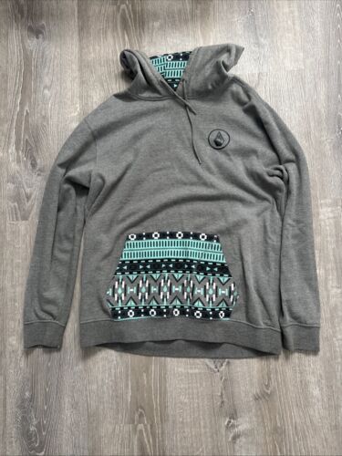 Volcom Men's True to This Pullover Hoodie Gray and Blue Contrast Sz XL X Large
