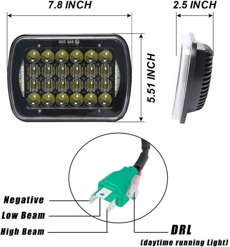 5x7" 7x6 LED Headlight Hi-Lo DRL For Chevy El Camino 1978-1981 Classic LUV Truck - Picture 10 of 12