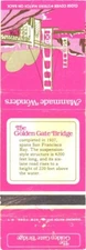 San Francisco California The Golden Gate Bridge Vintage Matchbook Cover