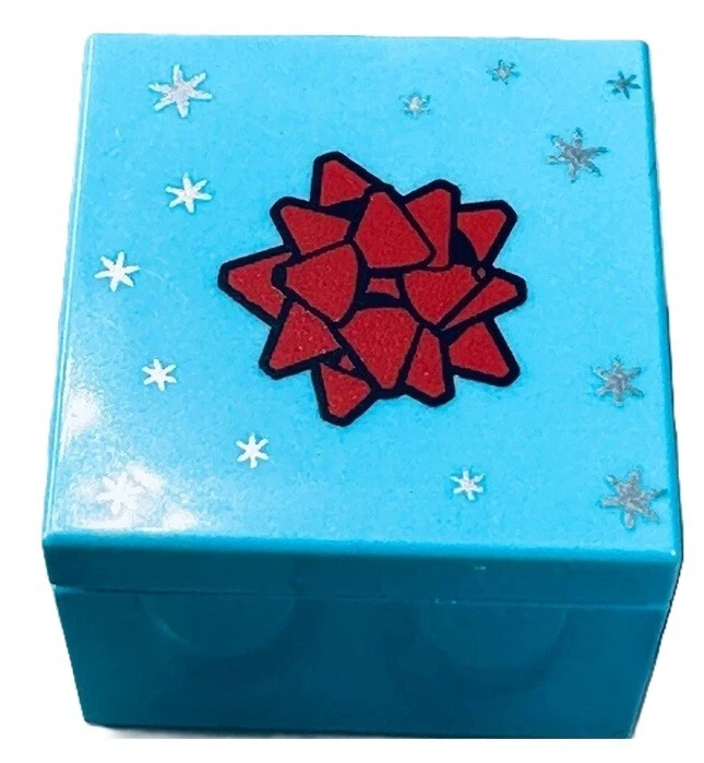 LEGO New Azure Minifigure Gift Box Red Bow Top Dark Orange Gingerbread Heart M22 - Image 3 of 4