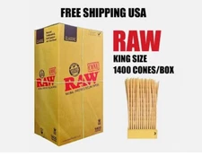 RAW CONE Classic KING Size Pre-Rolled Cones 1400 ct Bulk Box - FREE SHIPPING USA
