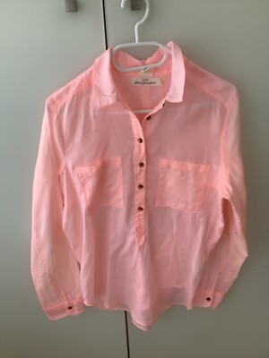H&M LOGG Bluse in strahlendem korall - rosa | langarm | Größe 38 | Baumwolle,NEU