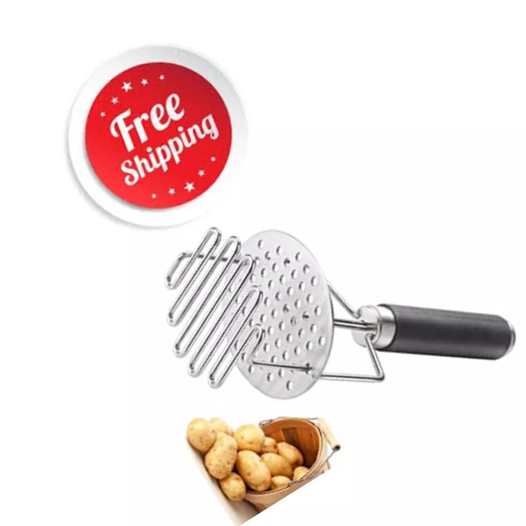 Potato Masher Stainless Steel Ricer Handle Kitchen Black Dual