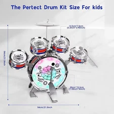 Mini Jazz Drum Set 6 Drums with Stool Musical Instruments Toy Birthday Gift for 