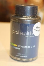ProHealth Longevity Vitamin D3 + K2 Overall Heathy Aging Blend 90 Caps 10/26 NEW