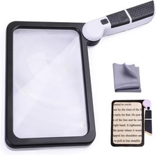 Magnifying Glass with Light, Page 5X Folding Handheld Rectangular Black
