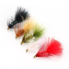15pcs Wooly Bugger Flies Handmade Fly Fishing Flies with Gold Bead Rubber