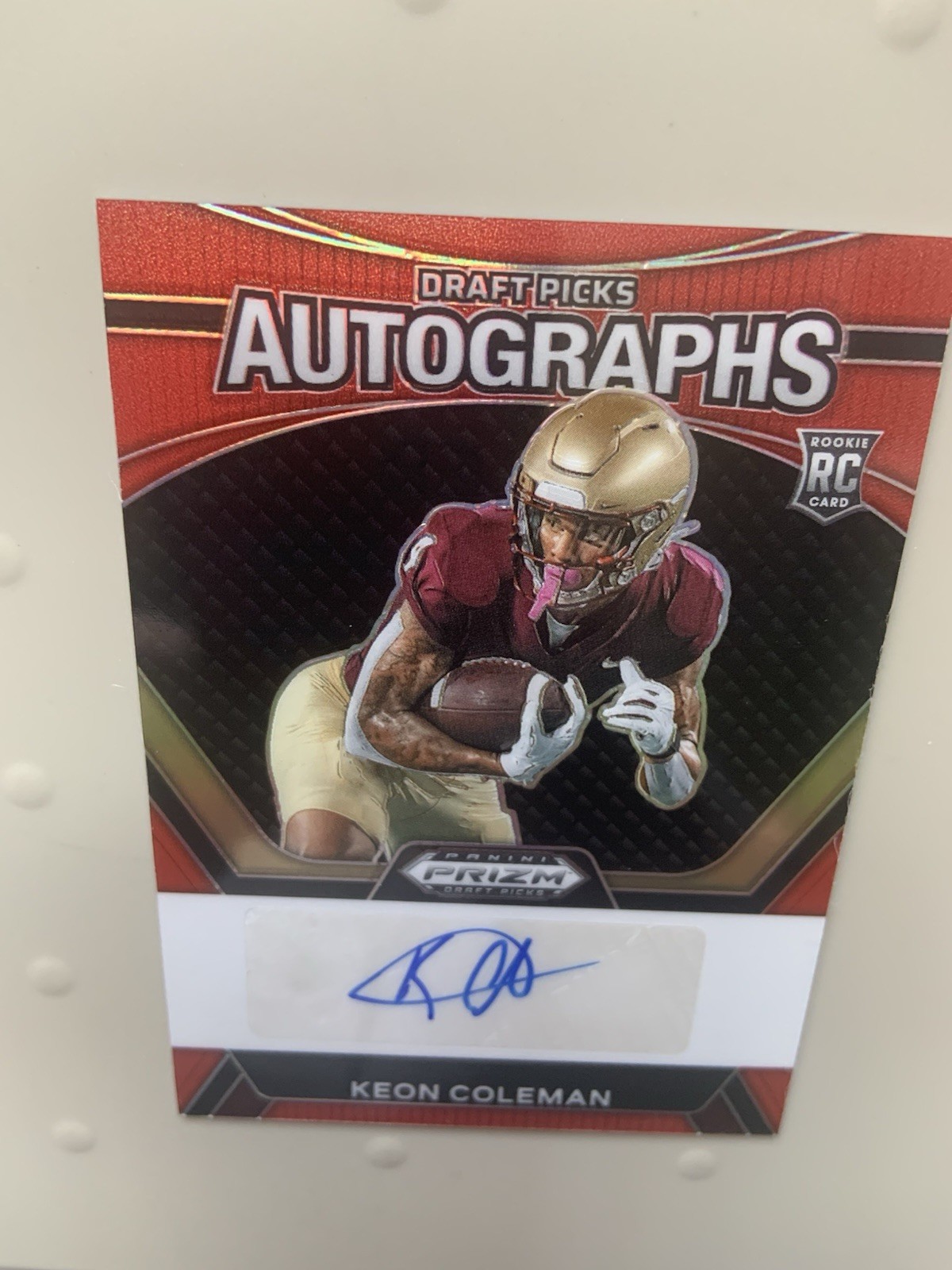 KEON COLEMAN AUTO 2024 RED Prizm Draft Picks Autographs Prizm 63/199