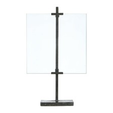 Creative Co-Op 10 In X 16.75 In Black Adjustable Metal Stand And Glass Floating