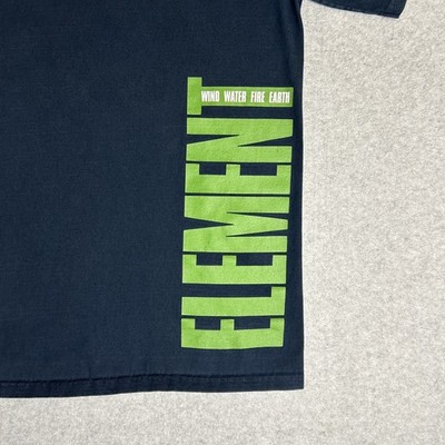 Vtg. Y2K Element Skateboards Side Logo Faded Blue Tee Men's Large Bam Margera