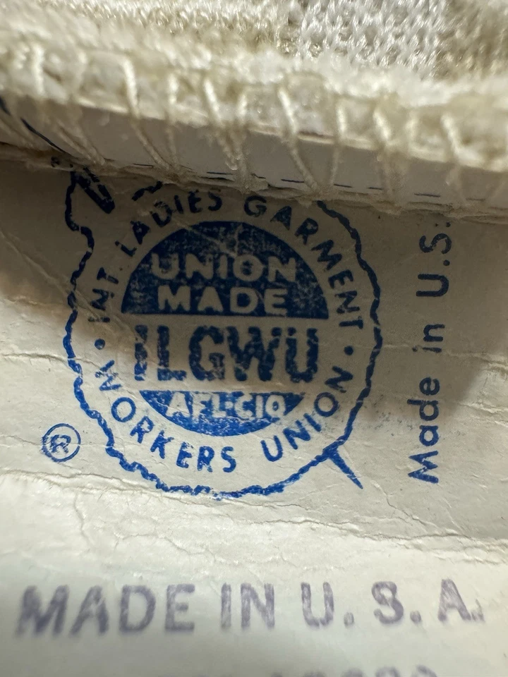 Pantalones de campana para mujer años 70 talla PEQUEÑA beige y blanco rayas defecto unión Foto 2 de 4