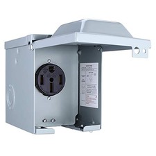 50 Amp 125/250 Volt RV Power Outlet Box, Enclosed Lockable Weatherproof