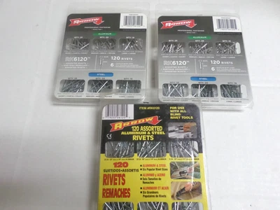 Arrow Aluminum & Steel Rivets Assorted Sizes Lot of 3 packages - Image 1 of 4