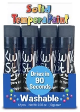 Kwik Stix Solid Tempera Paint Sticks 12/Pkg-Black