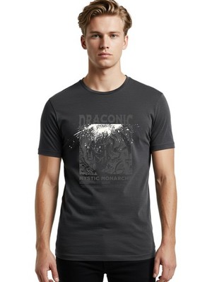 Draconic-Dynasties Mens Graphic Tee,100% Cotton,Casual Summer Wear
