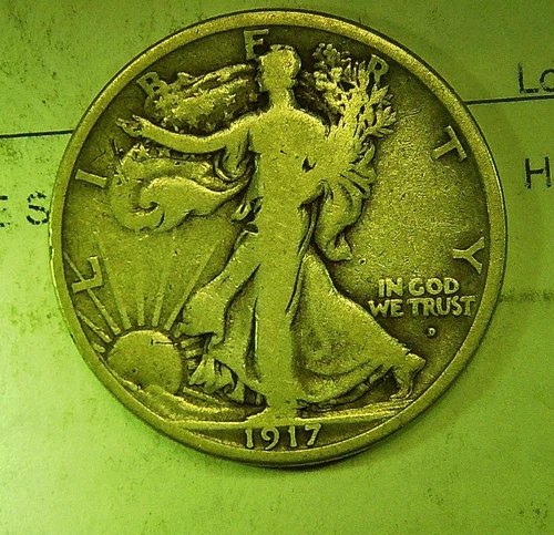 1917-D 50C Obverse Walking Liberty Half Dollar 765,400 Minted F/VF Details