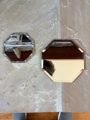 New Set of Two Beveled Octagonal Display Mirrors with Furniture Protectors