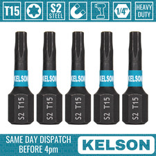 5 x T15 Torx 25mm 1" Impact Screwdriver Bits Star Magnetic 1/4" Universal KELSON