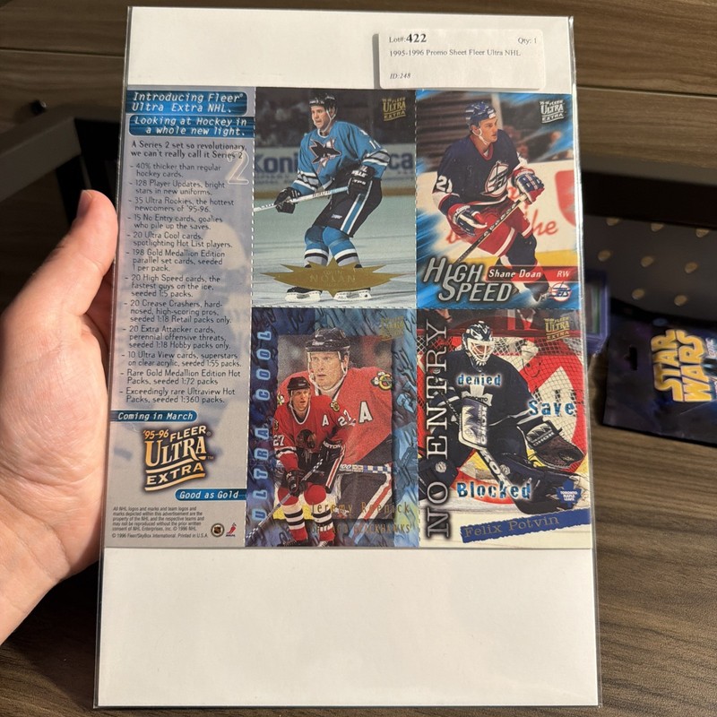 1995-96 Fleer Ultra Extra - 4 Uncut NHL Hockey Card Promo Sheet 7 x 7