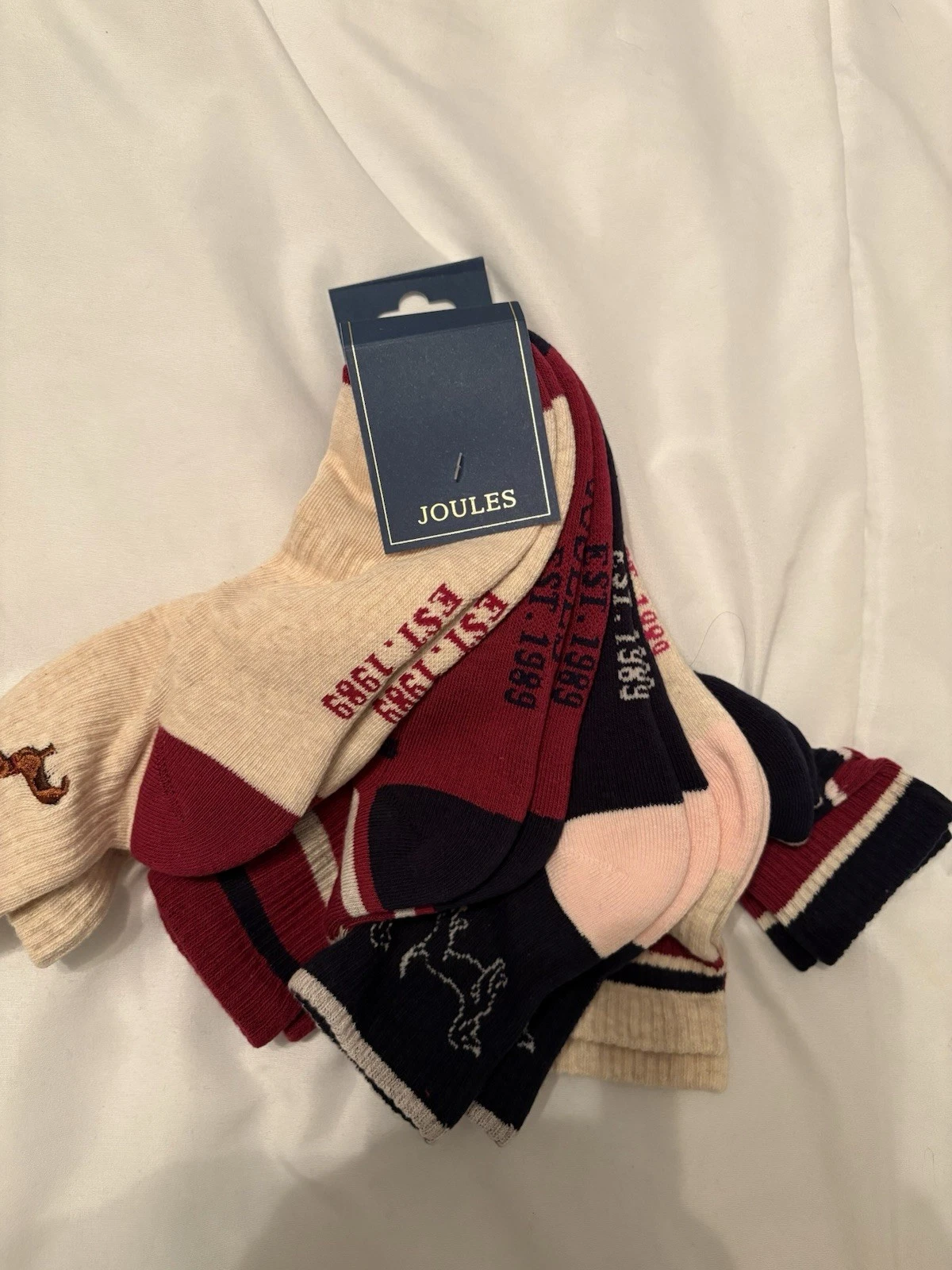 🌟Joules Women’s Volley Socks x 5 Pairs, Dog/Stripe Designs, 4-8, New🌟