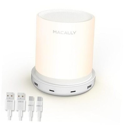  Small Bedside Lamp with USB Ports (USB C + A) - Fast 2x USB C, 2x USB A White