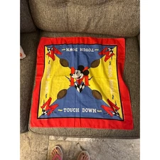 Vintage Disney Mickey Mouse Football Touchdown Bandana Scarf 100% Cotton VGUC