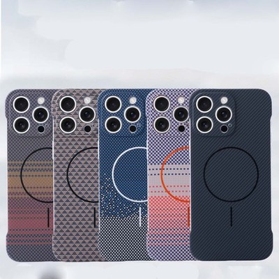 For iPhone 17 Air 16 15 14 13 12 11 Mag Safe Carbon Fiber Frameless Bumper Case