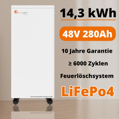 14,3 kWh Batteriespeicher Solar Speicher PV Akku 48V LiFePO4 Felicity für Deye